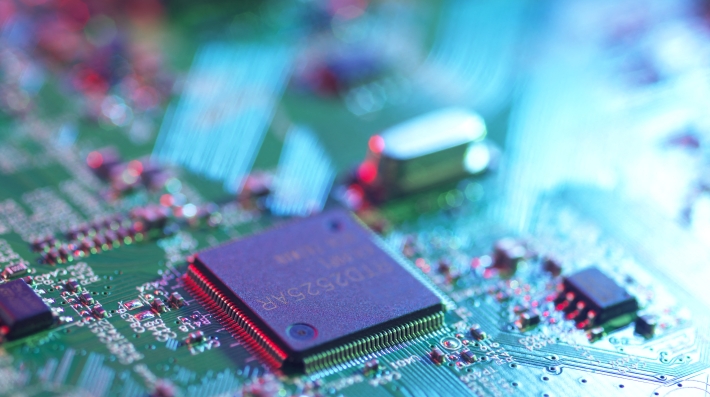A closeup of a microchip