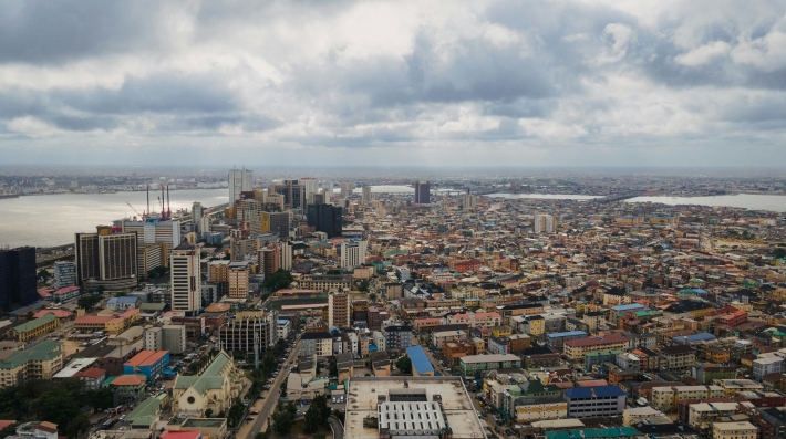 An aerial view of Obalende neighbourhood in Lagos.