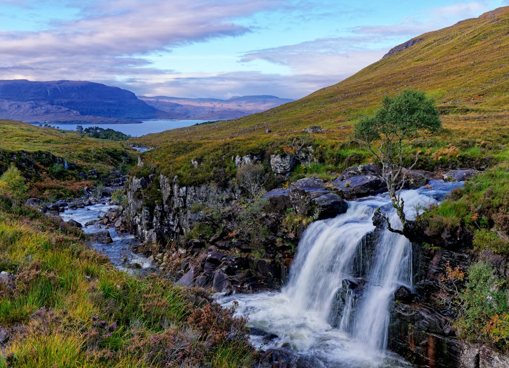 Waterfalls on a mountain