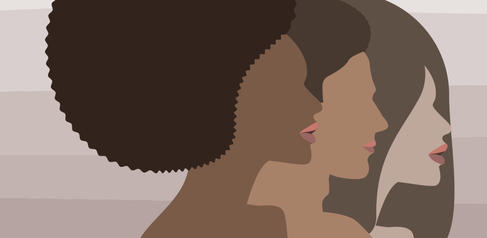 Sketch of women of different skin tones 